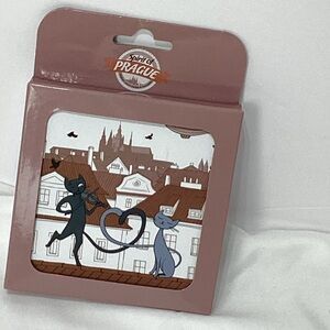 Spirit of Prague Cat Coaster Set Cat On Roof Playing Violin